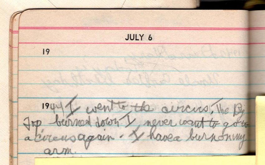 Twelve-year-old Diane Lawrence’s diary entry for the day of the fire.