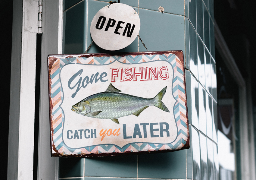gone fishing sign
