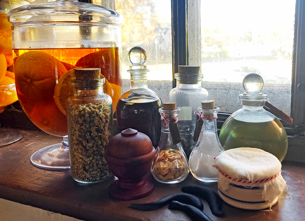 bottles in the Chaffee House apothecary